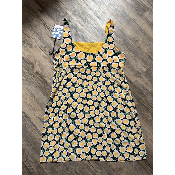 Diane Von Furstenberg x Target Mini Shift Dress Poppy Yellow Black Size 12 DVF - Picture 5 of 5